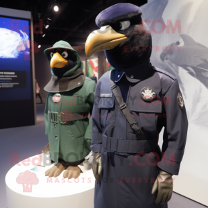 Navy Crow mascot costume character dressed with a Parka and Watches