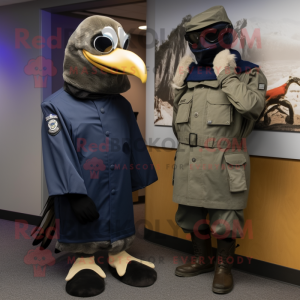 Marinblå Crow maskot kostym...