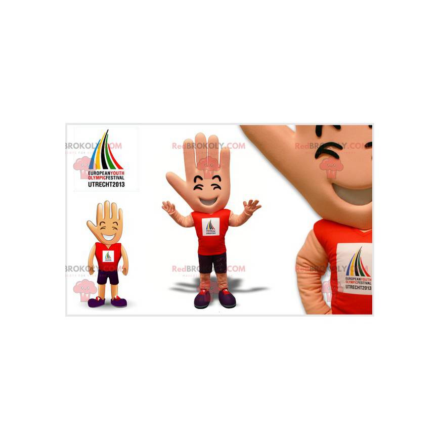Giant hand mascot. Supporter mascot - Redbrokoly.com