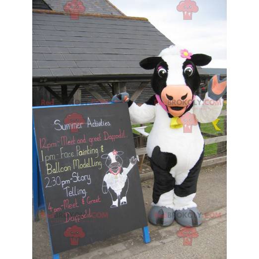 Very pretty black and white cow mascot - Redbrokoly.com