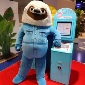 Sky Blue Sloth mascotte...