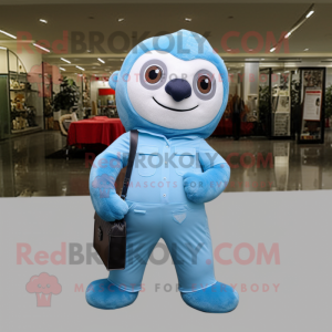 Sky Blue Sloth maskot drakt...