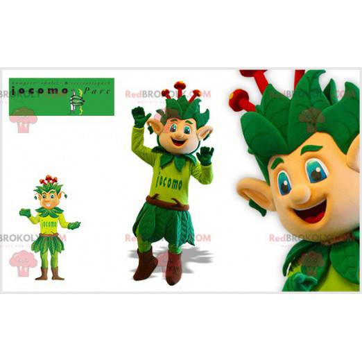 Jättegrön och röd maskot för blommaträd - Redbrokoly.com
