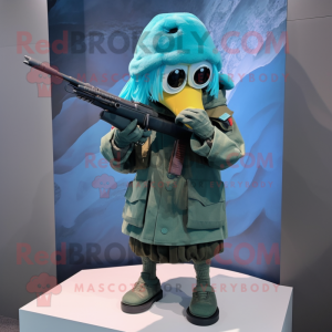 Postava maskota Teal Sniper...