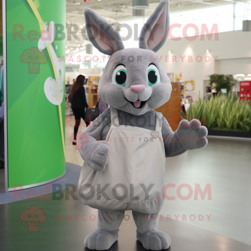 Gray Rabbit mascot costume character dressed with a Tank Top and Tote bags Gray Rabbit mascot costume character dressed with a Tank Top and Tote bags