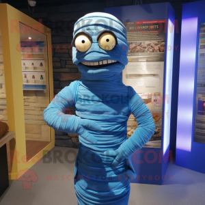 Blå Mummy maskot kostym...