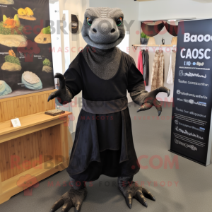 Sort Komodo Dragon maskot...