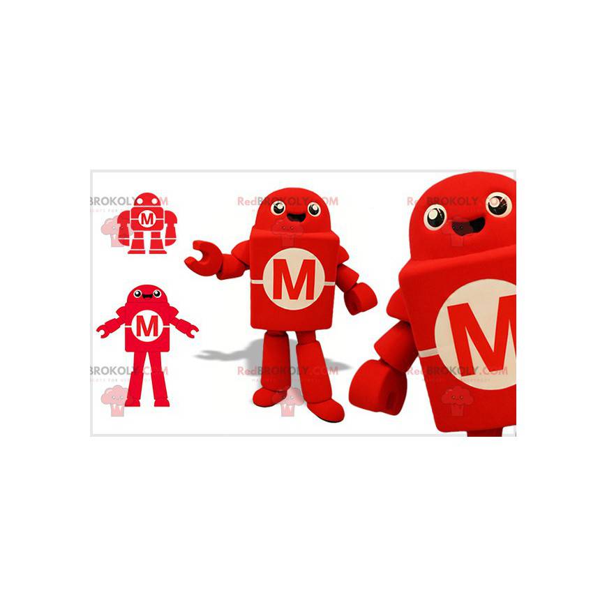Mascotte robot rossa e bianca. Nuova tecnologia - Redbrokoly.com