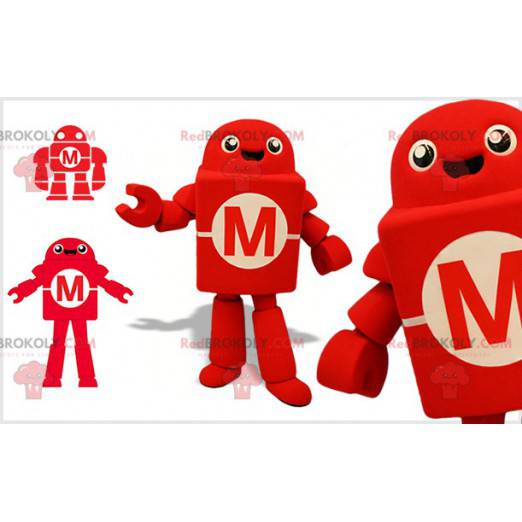 Mascotte de robot rouge et blanc. Nouvelle technologie -