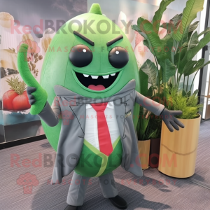 Gray Watermelon mascot costume character dressed with a Blazer and Cummerbunds