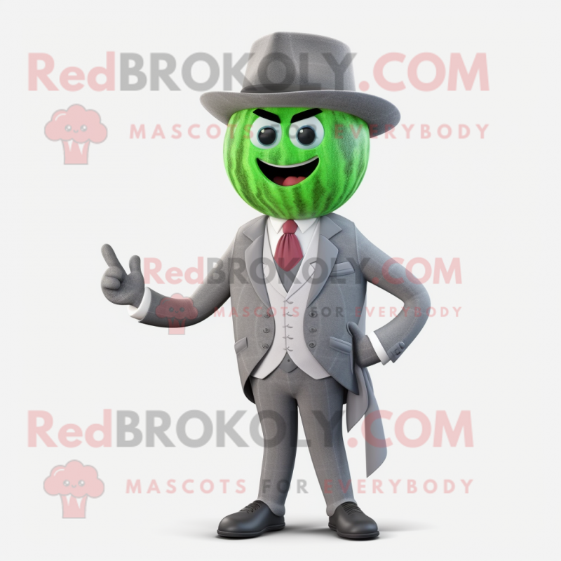 Gray Watermelon mascot costume character dressed with a Blazer and Cummerbunds
