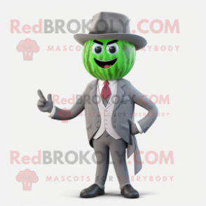 Gray Watermelon mascot costume character dressed with a Blazer and Cummerbunds