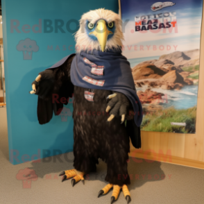 Black Haast'S Eagle mascot costume character dressed with a Bermuda Shorts and Shawls