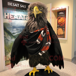 Black Haast'S Eagle mascot costume character dressed with a Bermuda Shorts and Shawls