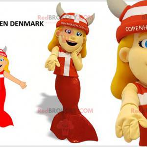 Sjöjungfru maskot med en vikingahjälm - Redbrokoly.com