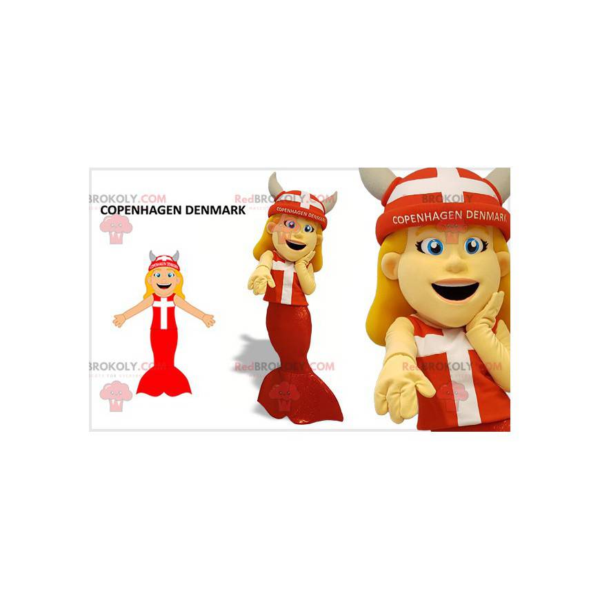 Meerjungfrau Maskottchen mit einem Wikingerhelm - Redbrokoly.com Meerjungfrau Maskottchen mit einem Wikingerhelm - Redbrokoly.com