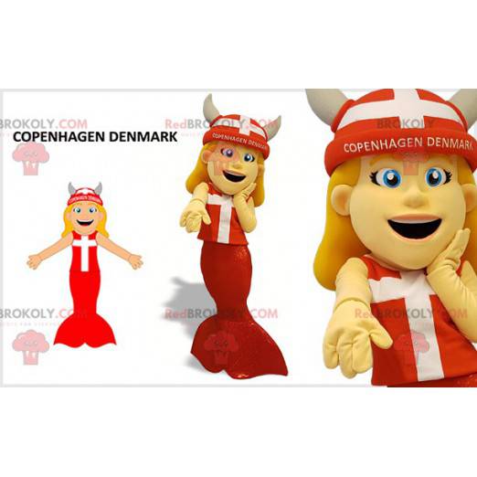 Mascote da sereia com capacete viking - Redbrokoly.com
