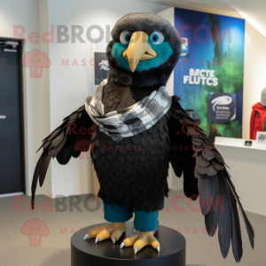 Black Haast'S Eagle mascot costume character dressed with a Bermuda Shorts and Shawls