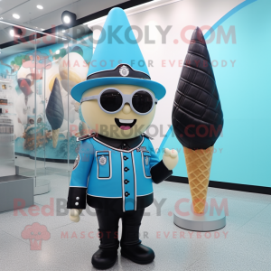 Cyan Ice Cream Cone maskot...