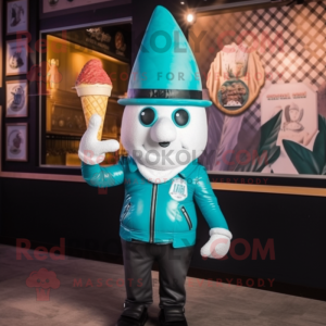 Cyan Ice Cream Cone maskot...