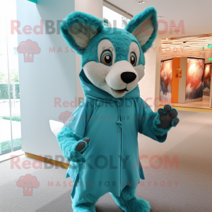 Teal Dingo mascotte kostuum...