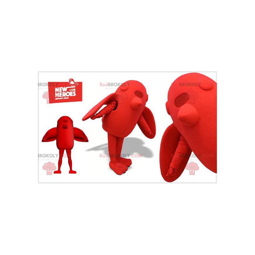 Mascotte gigante dell'uccello rosso. Mascotte rossa -