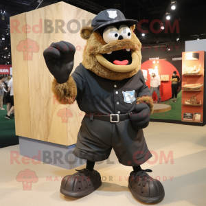 Black Baseball Glove mascot costume character dressed with a Cargo Shorts and Cufflinks