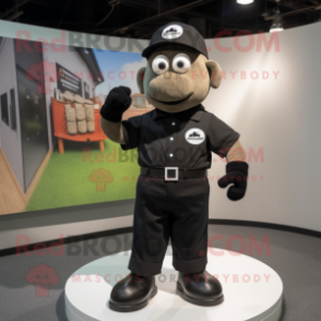 Black Baseball Glove mascot costume character dressed with a Cargo Shorts and Cufflinks