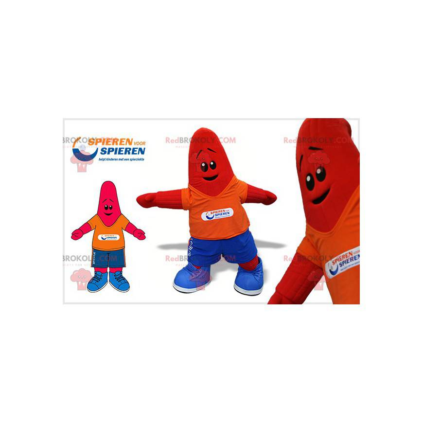 Mascote estrela do mar vermelha. Mascote estrela sorridente -