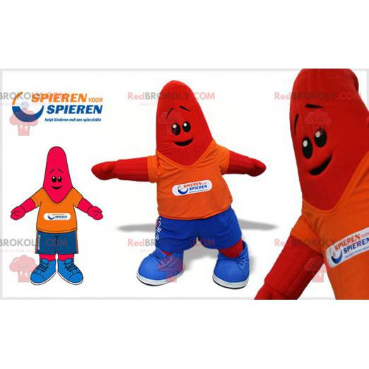 Mascote estrela do mar vermelha. Mascote estrela sorridente -