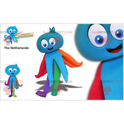 Very fun pink and orange blue octopus octopus mascot -