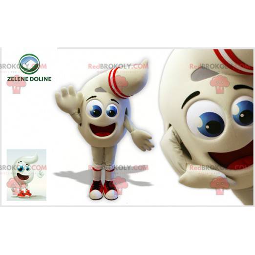 Mascote do boneco de neve branco em forma de gota -