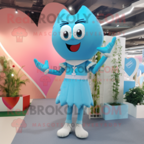 Cyan Arrow Of Love mascot costume character dressed with a Midi Dress and Suspenders