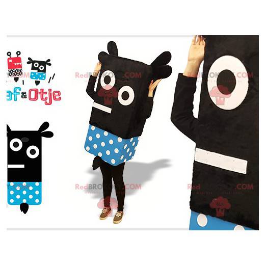 Black and blue snowman domino mascot with dots - Redbrokoly.com