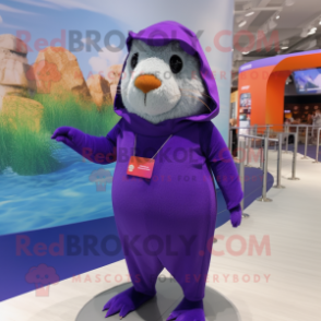 Purple Guinea Pig mascot costume character dressed with a Swimwear and Gloves