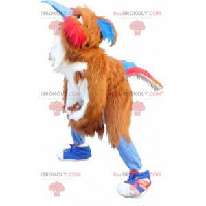 Mascot vogel bruin wit rood en blauw - Redbrokoly.com