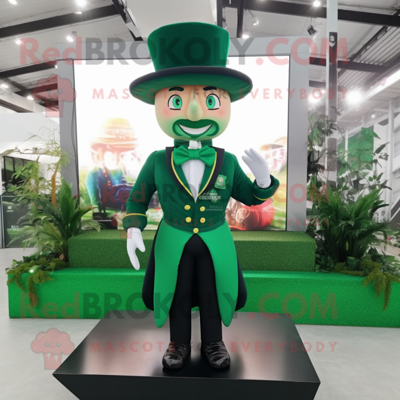 Forest Green Ring Master mascot costume character dressed with a Culottes and Hair clips