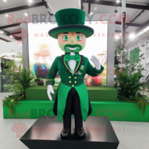 Forest Green Ring Master mascot costume character dressed with a Culottes and Hair clips