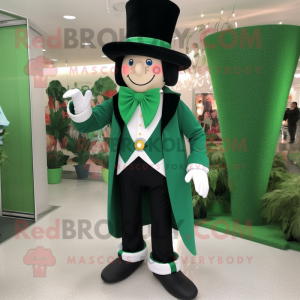 Forest Green Ring Master mascot costume character dressed with a Culottes and Hair clips