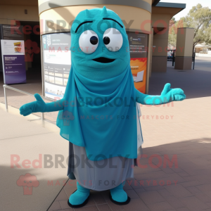 Cyan Shepard'S Pie mascot costume character dressed with a Tank Top and Scarf clips