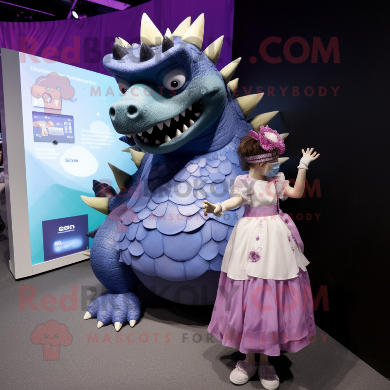 nan Stegosaurus mascot costume character dressed with a Ball Gown and Smartwatches