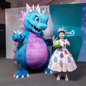 nan Stegosaurus mascot costume character dressed with a Ball Gown and Smartwatches