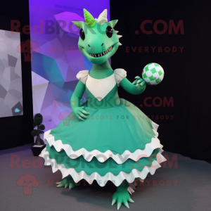 nan Stegosaurus mascot costume character dressed with a Ball Gown and Smartwatches