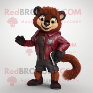 Maroon Lemur maskot kostume...