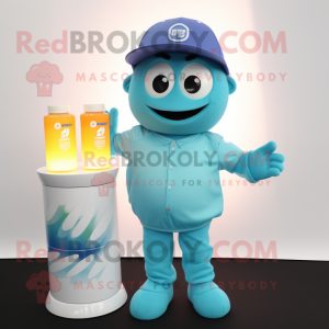 Postava maskota s azurovou...