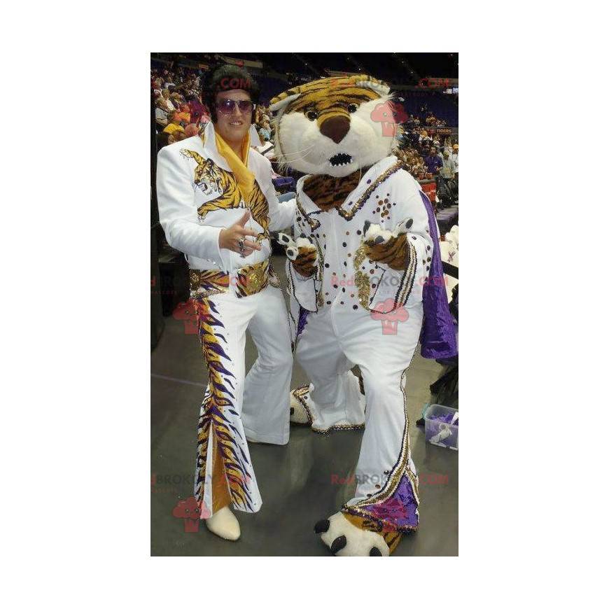 Mascotte de tigre habillé en Elvis - Redbrokoly.com