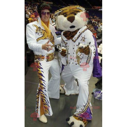Mascotte de tigre habillé en Elvis - Redbrokoly.com