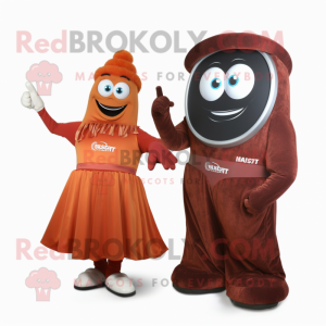 Rust Momentum mascot costume character dressed with a Evening Gown and Smartwatches