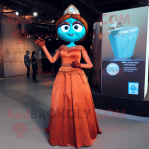 Rust Momentum mascot costume character dressed with a Evening Gown and Smartwatches