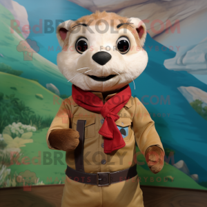 Rust Ferret mascot costume character dressed with a Poplin Shirt and Scarf clips